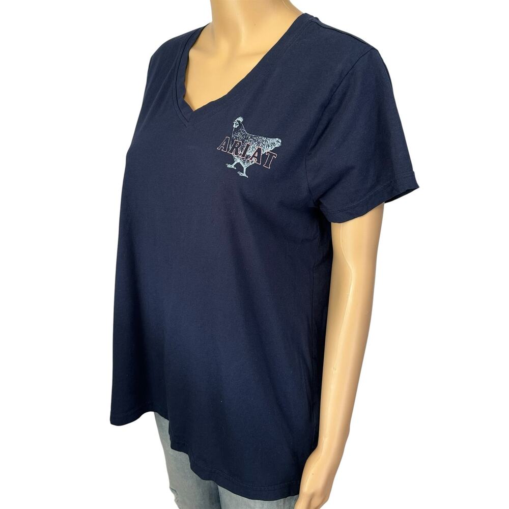 2/$30 Ariat Real Mama Hen Tee Navy Blue Size L - Picture 5 of 10
